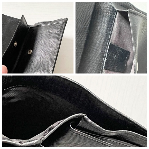 Prada black Tessuto nylon triangle logo medium bifold wallet 90s - Picture 4 of 10